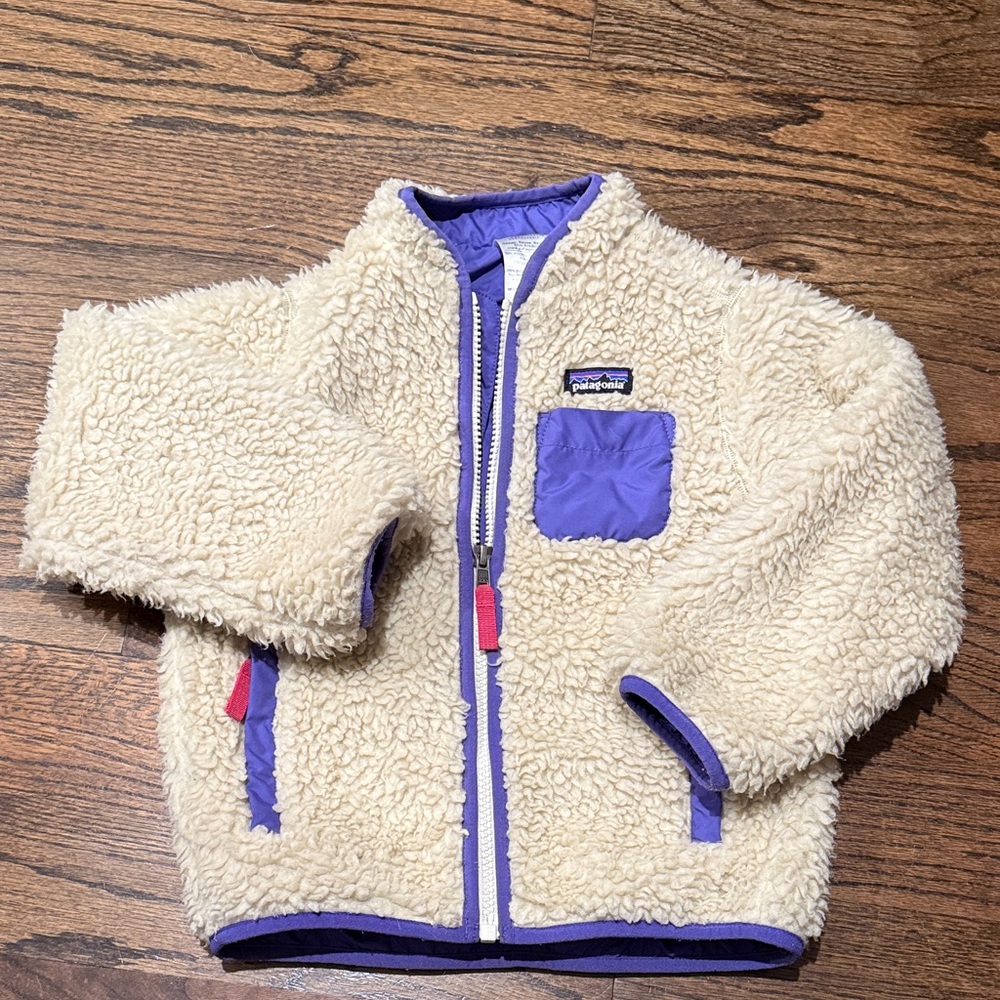 Patagonia Cream and Purple Sherpa Jacket